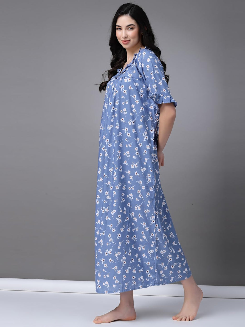 OOMPH! Cotton Blend Nighty for Womens | Night Gown | Nighty | Nightdress | Maxi Dress | Sleepwear | Gown for Women | Nighties |