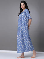 OOMPH! Cotton Blend Nighty for Womens | Night Gown | Nighty | Nightdress | Maxi Dress | Sleepwear | Gown for Women | Nighties |