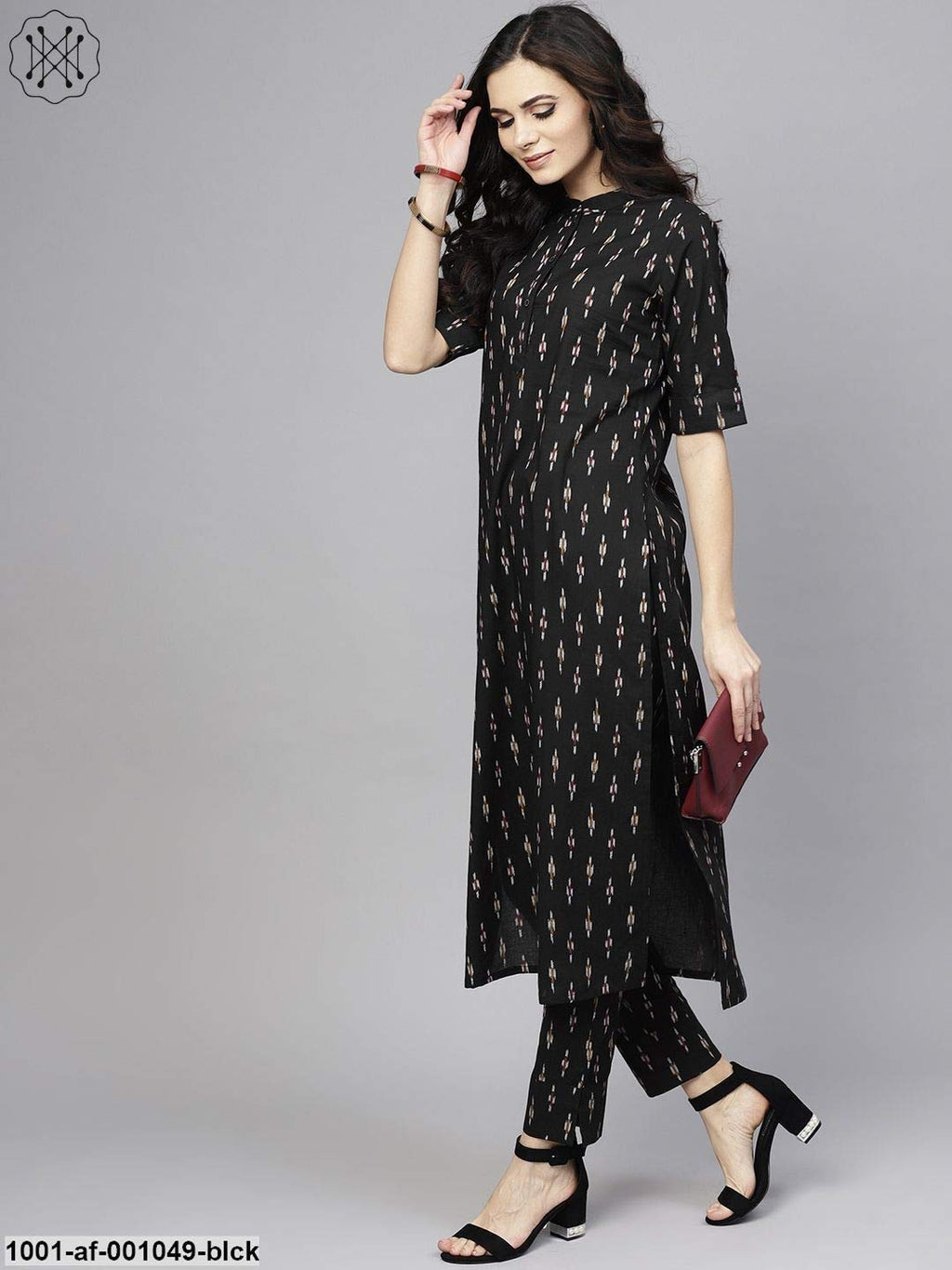 Gosriki Women'S Cotton Solid Straight Kurta With Palazzo