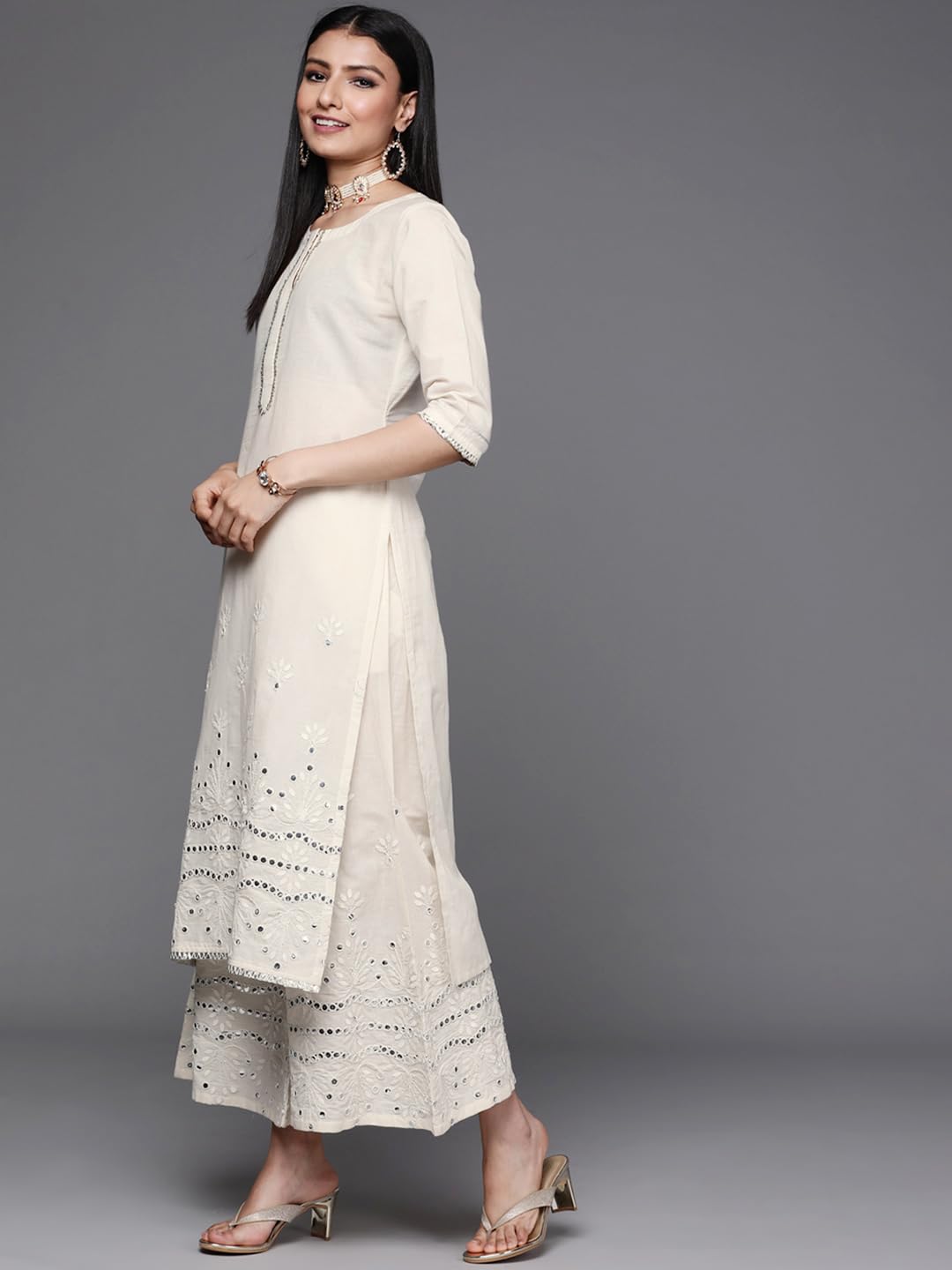 Libas Womens Cotton Kurta Sets (33307O_Off White