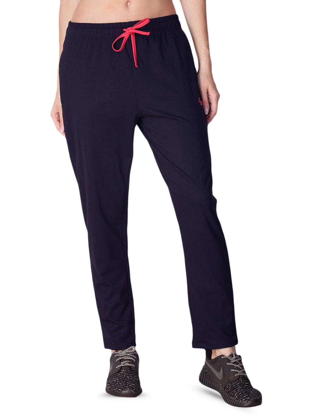 Lyra Womens Regular Fit Gym Track Pants With 2 Side Pockets 4 Way Stretchable Navy