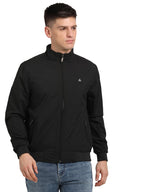 Turtle Men Nylon Solid Regular Fit Full Sleeve Black Reversible Windcheater Jacket