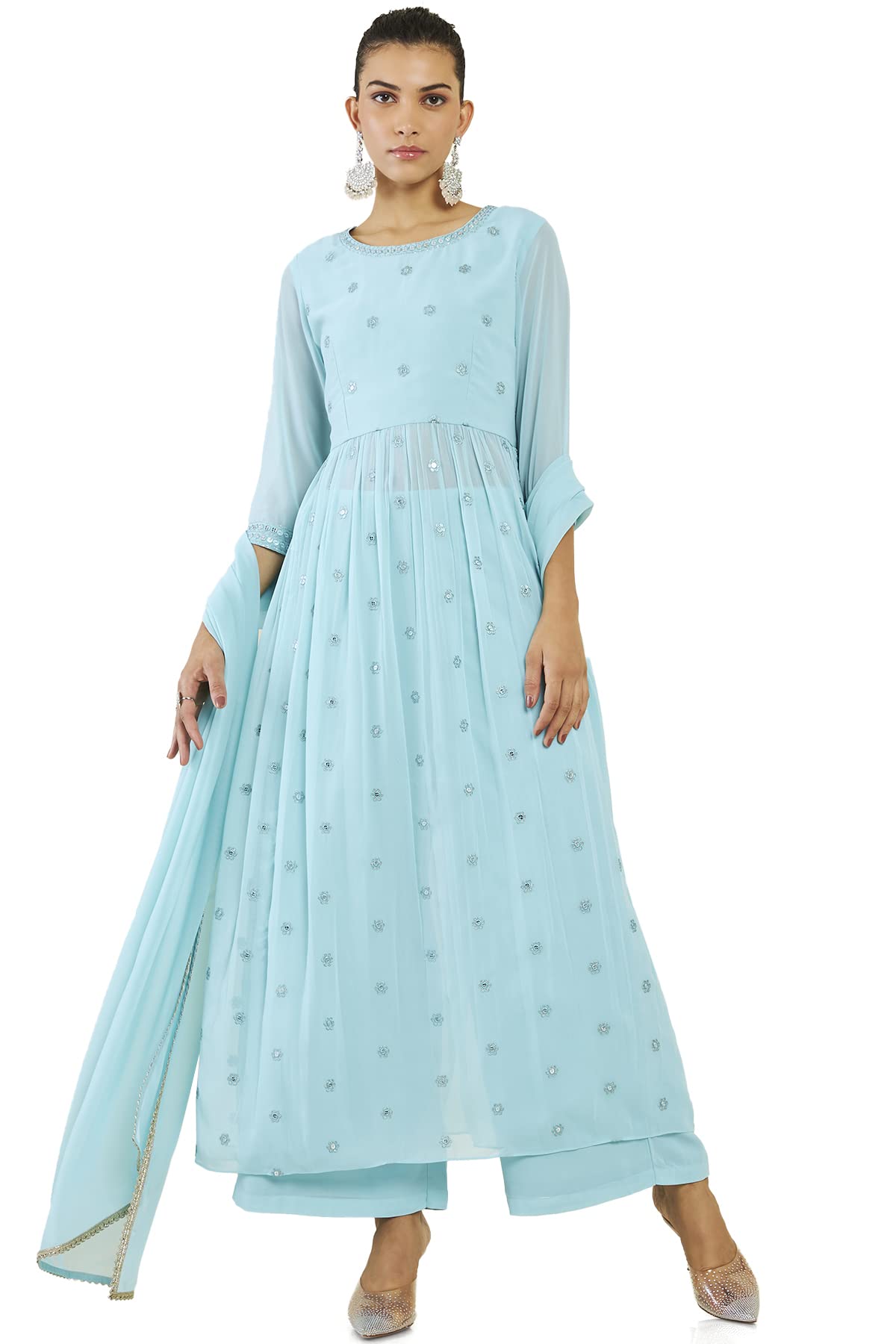 Soch Women Georgette Embroidered Suit Set with Sequin Embellishments