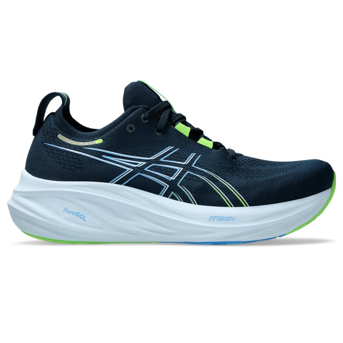 ASICS Men's Gel-Nimbus 26 Running Shoe, 11, French Blue/Electric Lime