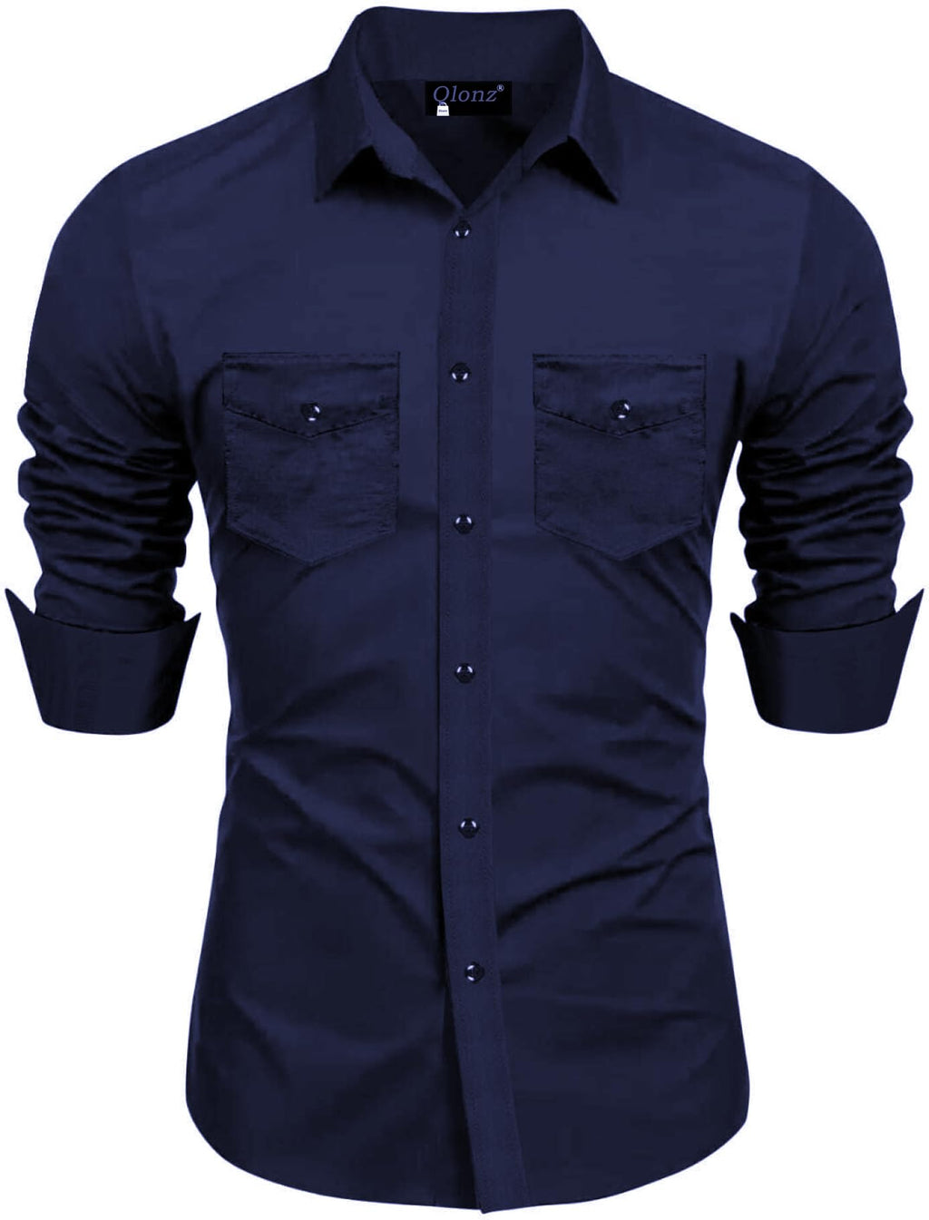 Rebelify MenS Cotton Blend Shirt With Pockets Full Sleeves Collared Neck Solid Pattern Botton Down Closure Relaxed Fit And Stan