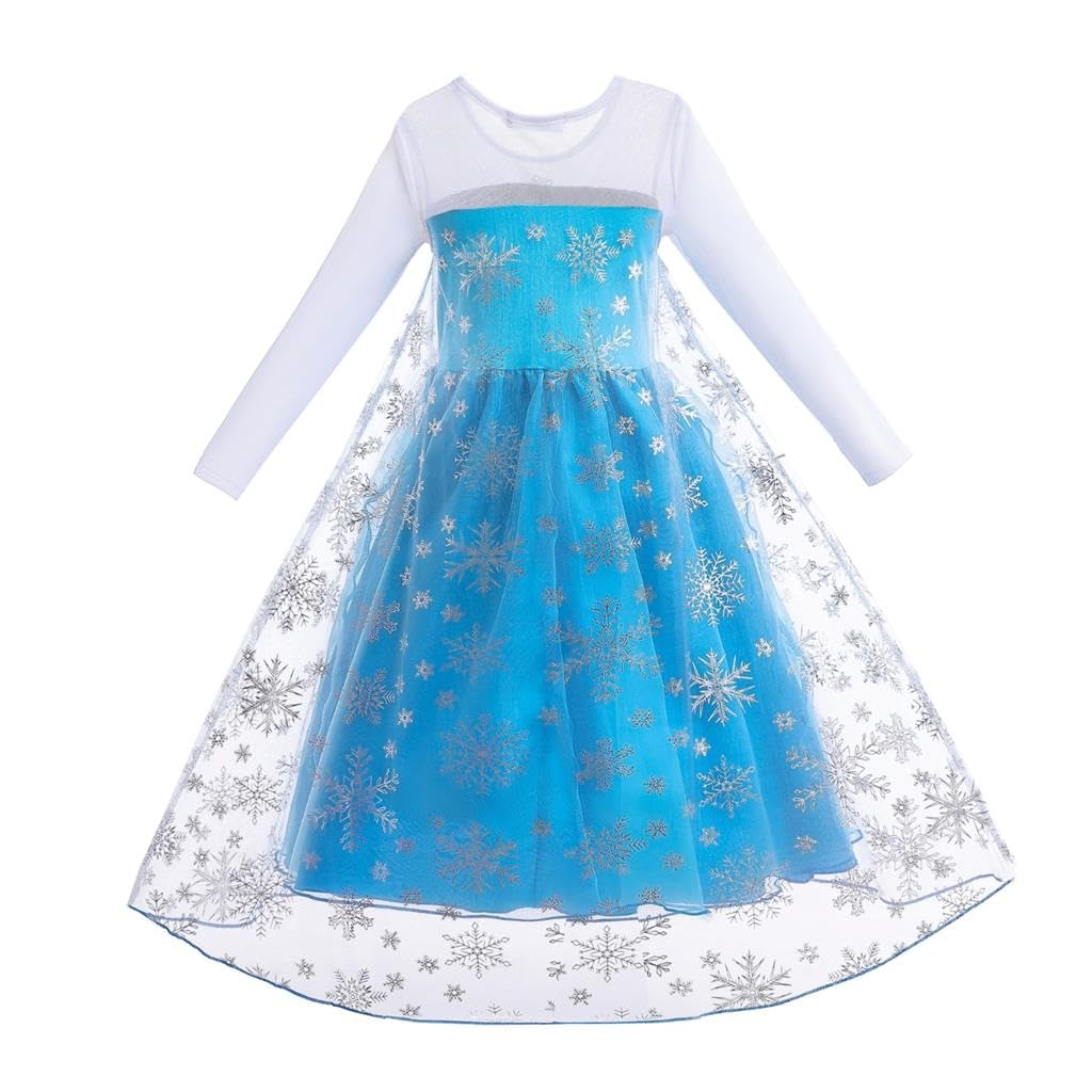 Dressy Daisy Girls' Ice Princess Dress Costume Birthday Halloween Christmas Fancy Party Dresses with Cape Draping