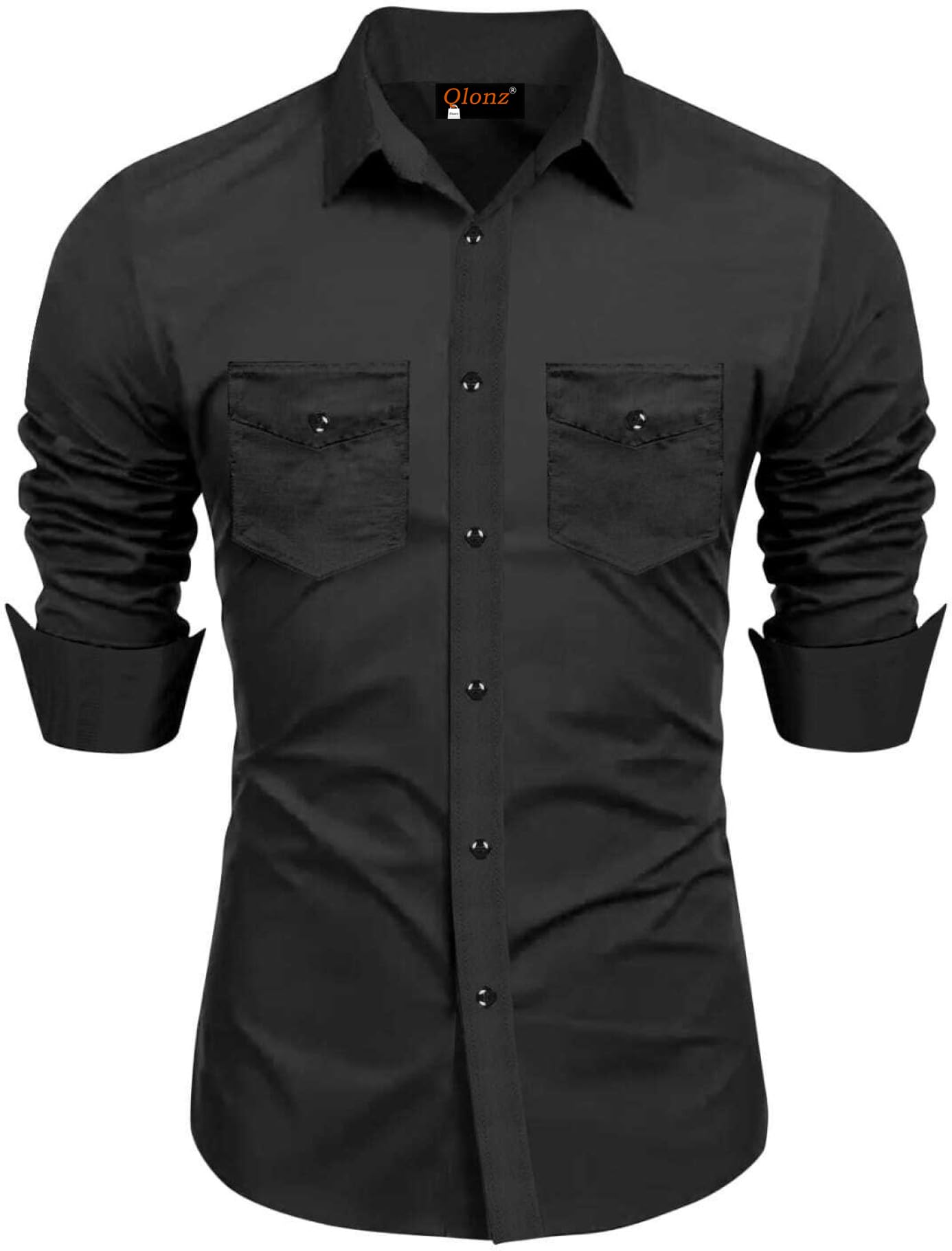 Rebelify Double Pocket With Flap Men Cargo Cotton Shirt Black