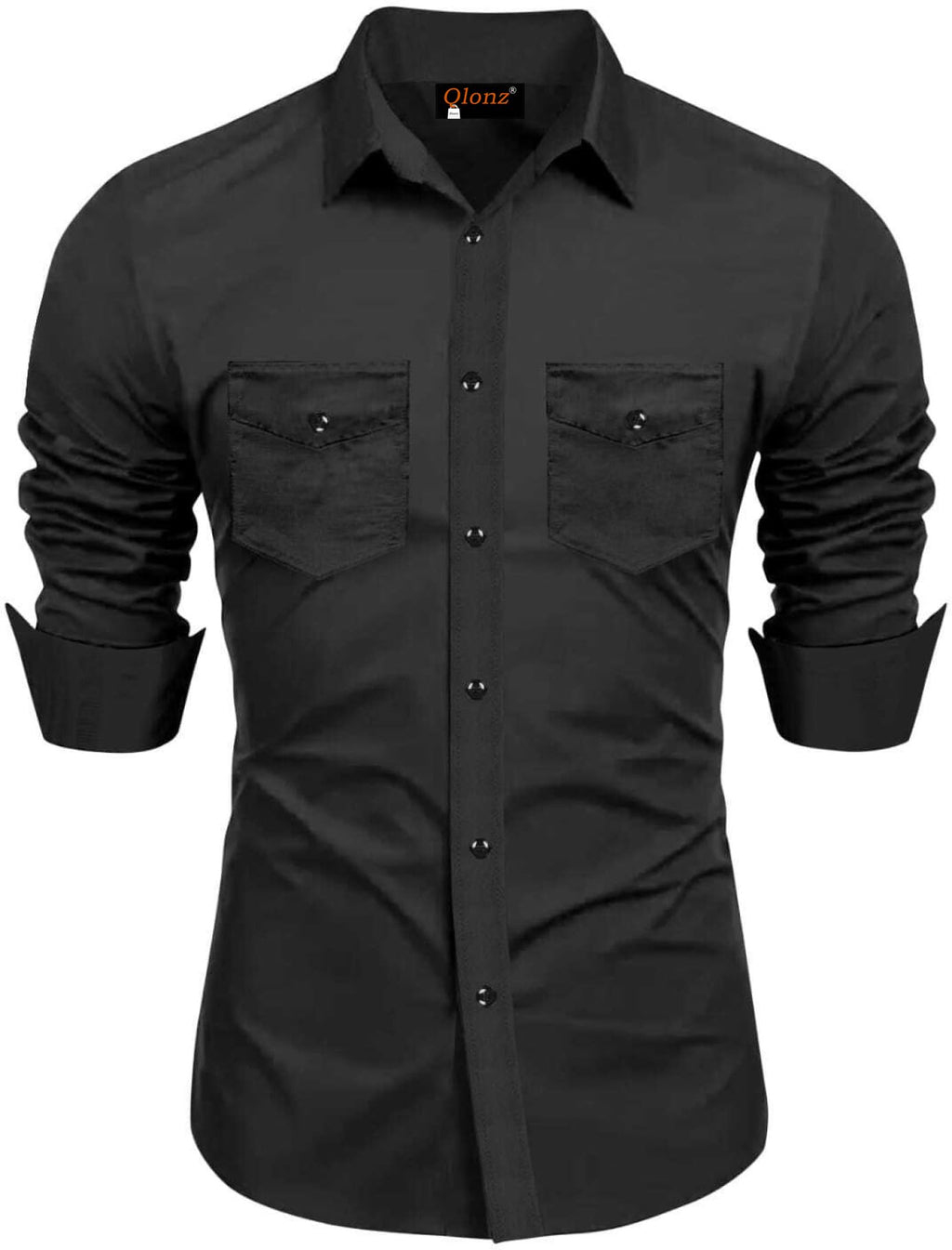 Rebelify MenS Cotton Blend Shirt With Pockets Full Sleeves Collared Neck Solid Pattern Botton Down Closure Relaxed Fit And Stan