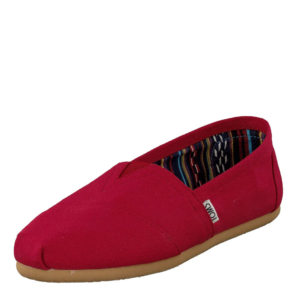 TOMS Women's Espadrille Loafer Flat, Red Canvas, 8