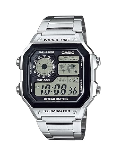 Casio Men's Classic Stainless Steel Japanese-Quartz Stainless-Steel Strap, Silver, 21 Casual Watch (Model: AE1200WHD-1A)
