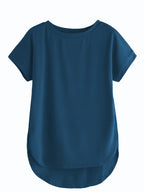 Fabricorn Womens Plain Round Neck Up Down Regular Fit Tshirt (Airforce Blue, X-Large)