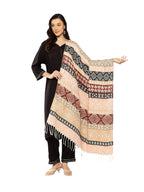Aarika Womens Winter Wear Cream-Brown Colour Diamond Woolen Shawl-(FREE-SIZE)-(SWL-W-AS-108-CREAM-BROWN-FREE-SIZE)
