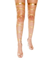 4929 - Pair of Metallic Leg Wraps - One Size / Gold