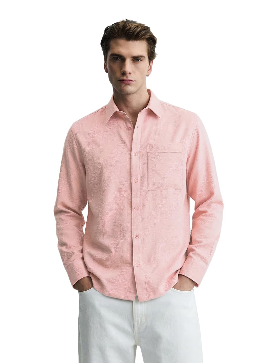 The Indian Garage Co Mens Relaxed Fit Textured Cutaway Collar Full Sleeves Sweater