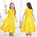 Dressy Daisy Girls' Princess Yellow Gold Ball Gown Birthday Party Fancy Dress Up Halloween Costume with Accessories