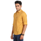 Turtle Men 100% Cotton Slim Fit Mustard Printed Casual Shirt
