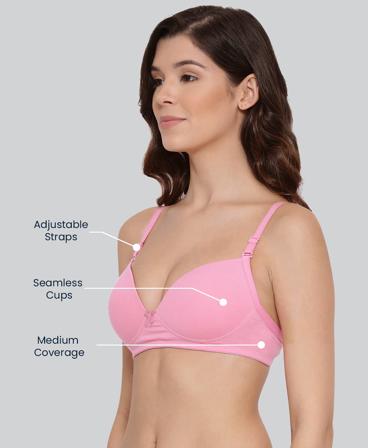 Lyra WomenS Cotton Non Wired Padded Bra Pink