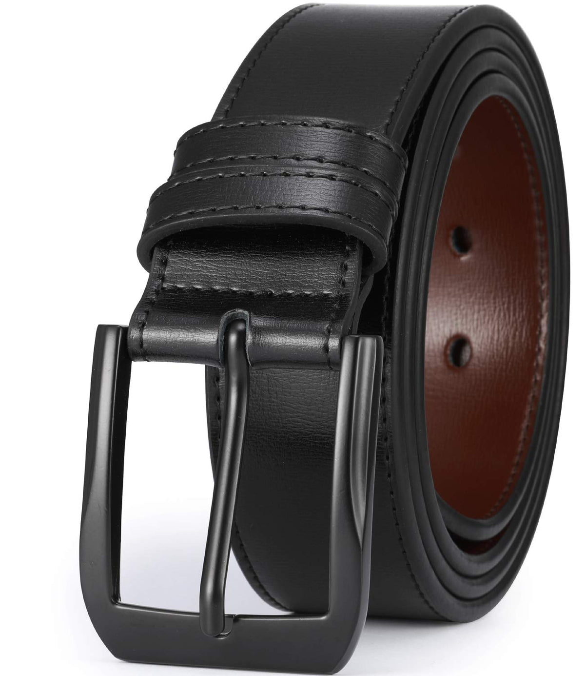 Beltox Fine MenS Casual Leather Jeans Belts 1 1/2 Wide 4Mm Thick Alloy Prong Buckle Work Dress Belt For MenBlack Belt With Black 48-50