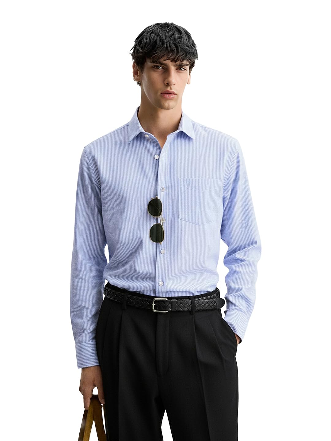 The Indian Garage Co Mens Slim Fit Cutaway Collar Long Sleeves Striped Formal Shirt