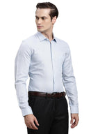 Turtle Men 100% Cotton Slim Fit Light Blue Dobby Full Sleeve Formal Shirt