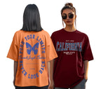 Juneberry Pack Of 2, 100% Pure Cotton, Round Neck, Oversized, Loose, Baggy Fit, Drop Shoulder, Graphic Printed, Half Sleeve T-Sh