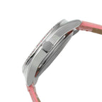 Peugeot Women's Boyfriend Large Face Case Dress Wrist Watch with Swarovski Crystal Bezel & Thick Leather Strap Band