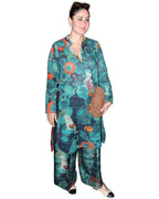 ANNI DESIGNER Womens Chanderi Cotton Straight Printed Co-Ord Set (Kareena Green Co-ord-NKL_L_Green_Large)