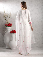 ANNI DESIGNER Women s Printed Rayon Blend Kurta with Pants and Dupatta, cream, L
