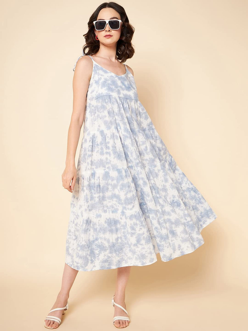 High Star Women'S Cotton A-Line Maxi Dresses (Hswdrs23008_Bl_Blue_M)