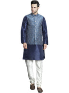 Jompers Mens Printed Nehru Jacket With Kurta Pyjama Set