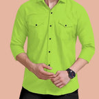 Rebelify Double Pocket MenS Casual Shirt - Regular Fit, Solid Spread Collar, Versatile Everyday Wear, Comfortable And Stylish De