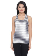 Clovia Womens Striped Cami Top in Dark Blue - Cotton Rich (CM0013F08_Blue_XXL)