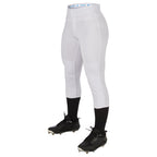 Champro Women's Standard Fireball Low-Rise Knicker-Style Fastpitch Softball Pants in Solid Color with Reinforced Knees, White, X