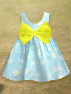 A.T.U.N. (ALL THINGS UBER NICE) Mini Auqa Floral Printed Pam Bow Dress for Girls Aqua
