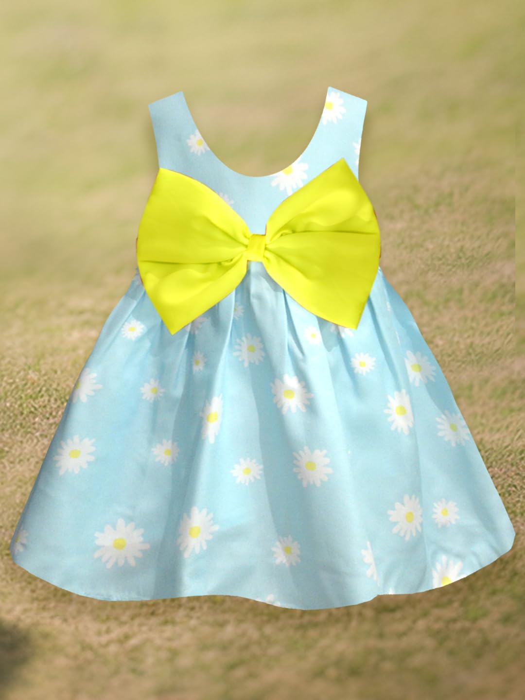 A.T.U.N. (ALL THINGS UBER NICE) Mini Auqa Floral Printed Pam Bow Dress for Girls Aqua