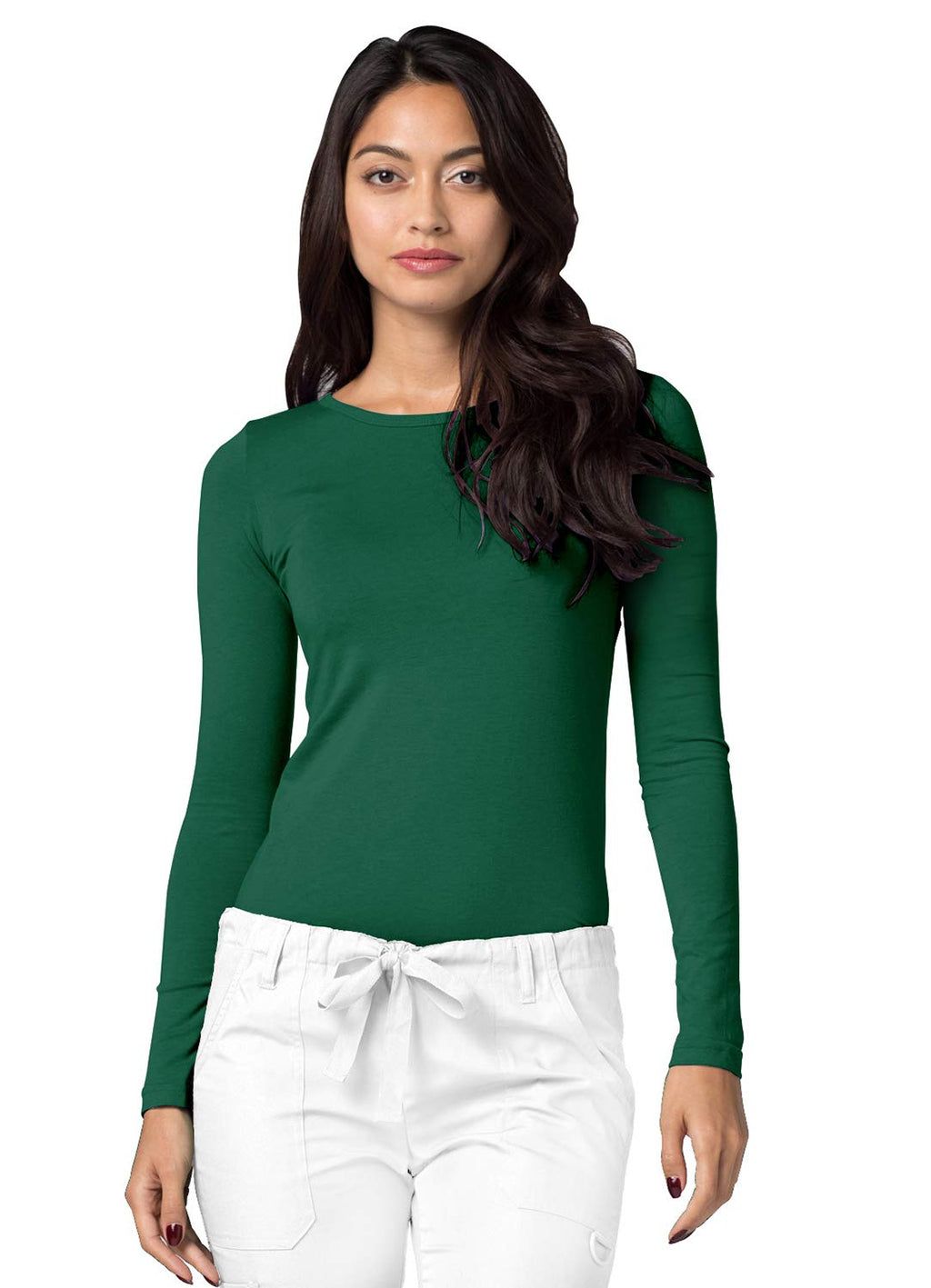 Adar Underscrubs for Women 2 Pack - Long Sleeve Underscrub Comfort Tee - 2902 - Hunter Green - XXS