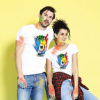 Bon Organik Couple Happy Holi Disney T-Shirt (COUPLEHOLIDBON4296_Mens XXL)