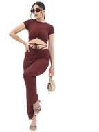 Ketch Polyester Blend Women Top With Pant (Suit-Skirt Set Red