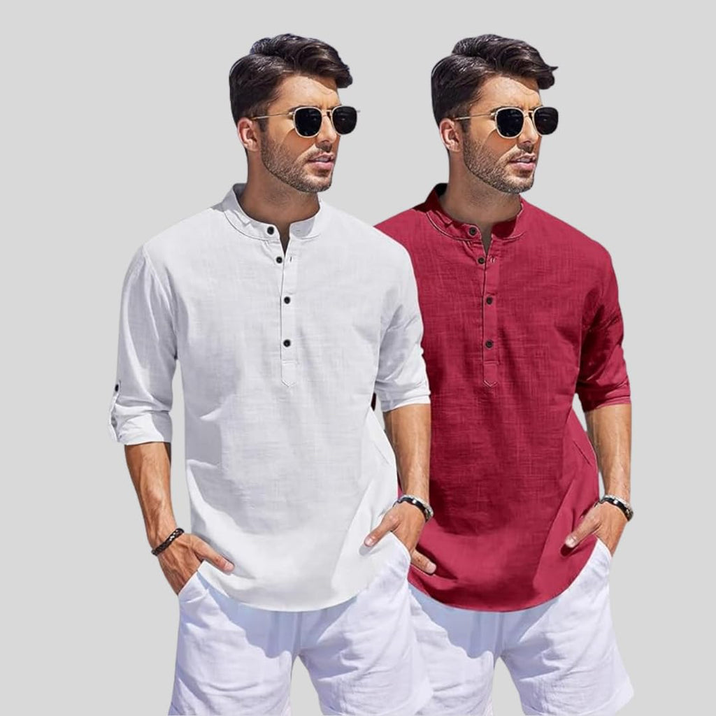 Zartha MenS Regular Fit Solid Pattern Cotton Blend Kurta With Spread Collar Long Sleeve And Standard Length | Shirt For Man