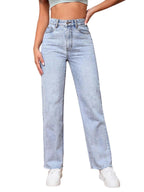 Kotty WomenS Cotton Lycra Blend Relaxed Fit High Rise Jeans(Blue,28)