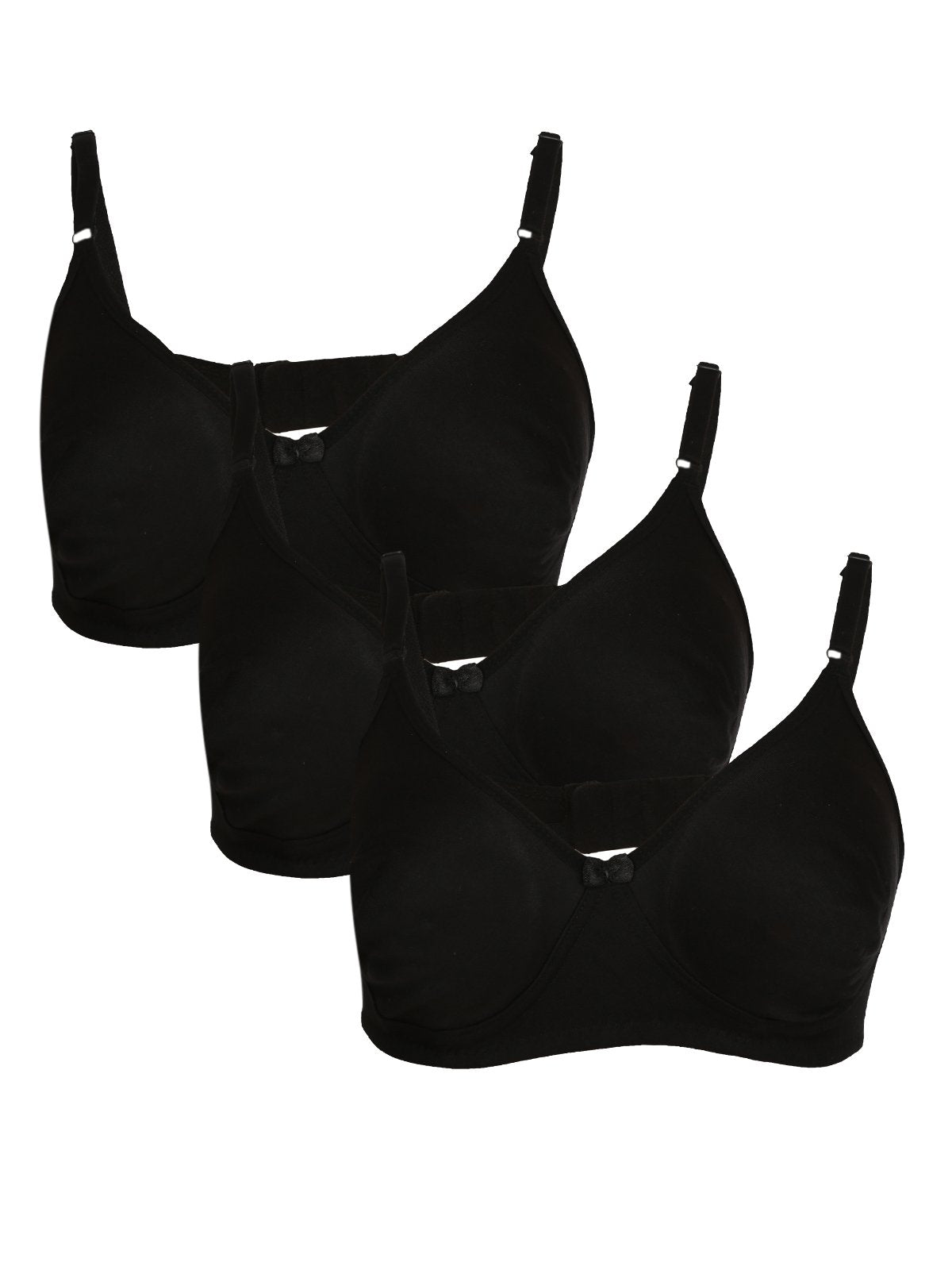 Clovia Womens Pack of 3 Cotton Rich Non-Padded Wirefree T-Shirt Bra in Multicolor (COMBRC029_Multi-Coloured_32B)