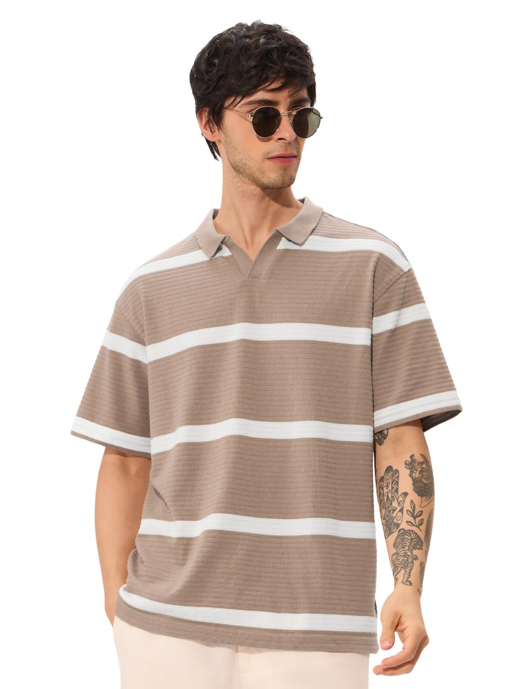 The Souled StoreClay Men and Boys Short Sleeves Collared Neck Cotton Blend Oversized Polos