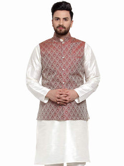 Jompers Mens Woven Jacquard Nehru Jacket
