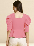 Tee Projekt Womens Casual Trendy Top with Stylish Short Puff Sleeves ll Soft & Stylish Womens Tee