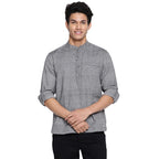 Fabindia Woven Men Grey Cotton Slim Fit Mid Placket Shirt (102745501