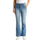 Dion Flare Slim Fit High Waist Flare Leg Jeans Light Indigo Blue