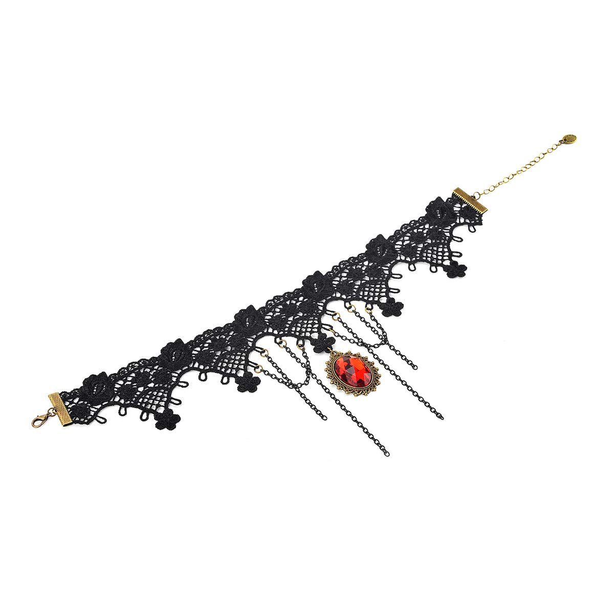 iWenSheng Halloween Costumes Jewelry for Women - Steampunk Black Lace Choker Necklace Gothic Jewelry Accessories, Vampire Choker