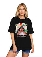 Juneberry 100% Pure Cotton Oversized Baggy Fit Official Disney Merchandise Cool & Goofy Graphic Printed T-Shirt For Women (Os_Ds