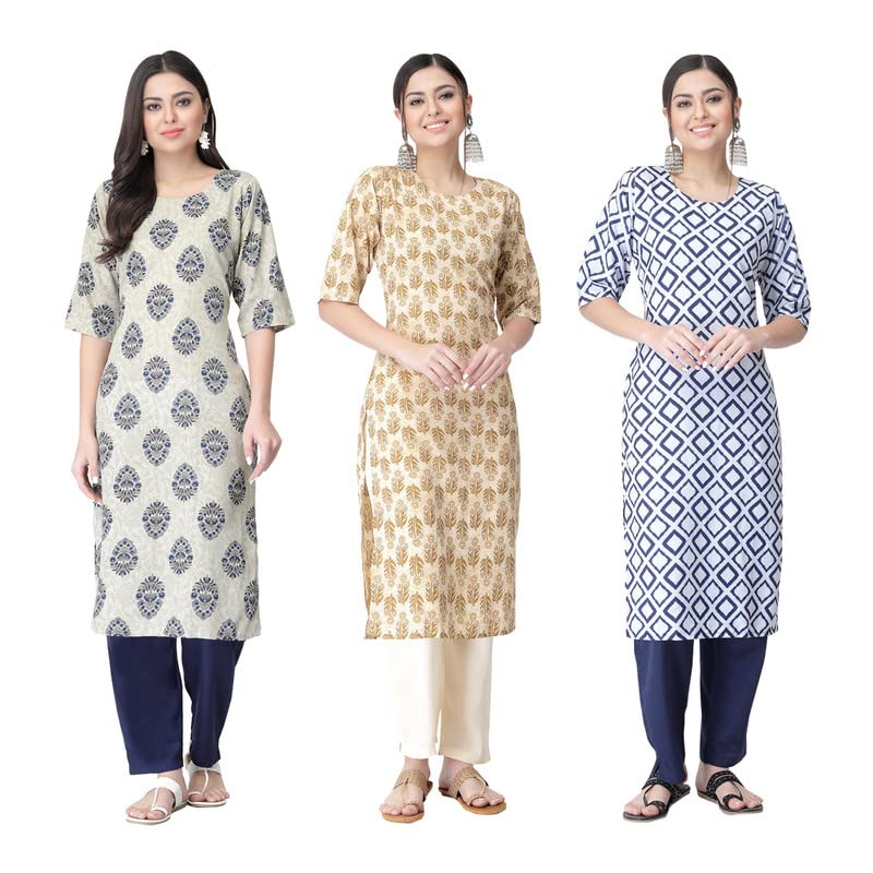 Pinkmint Kurta For Women Kurta Set For Women Kurta Set Kurta Kurtis For Women Stylish Latest Crepe Kurti Pack Fo 3 (N-402-397-39