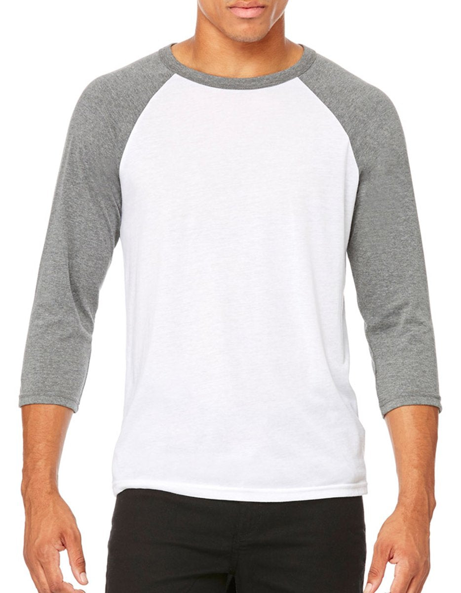 Unisex 34-Sleeve Baseball T-Shirt - gRY cHR BLK TRB - S(D0102H7WgXT)